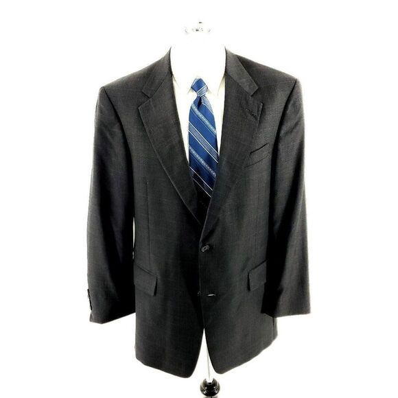 Hart Schaffner Marx Wool 2 Button 2 Piece Suit 40R Gray Check 35/30 Blue Windowp - Picture 4 of 12